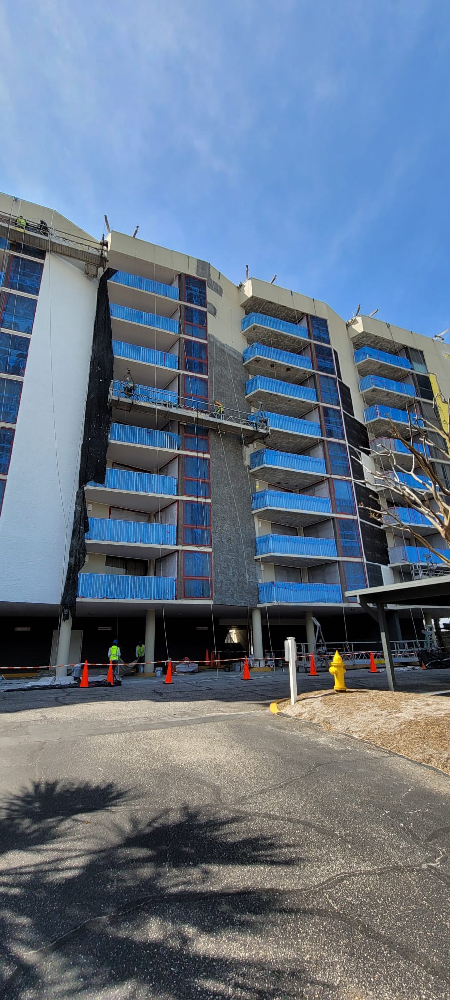 High-rise commercial stucco facade
