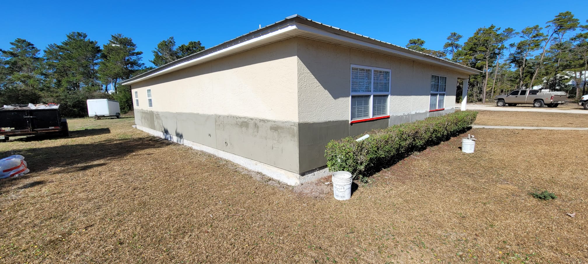 Residential stucco repair before