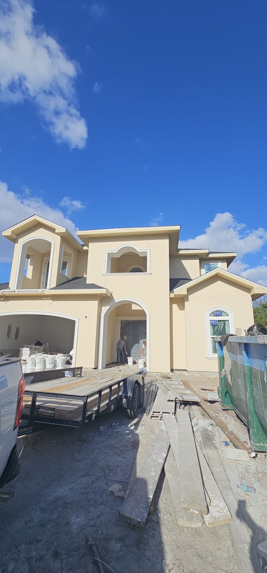 Beige exterior stucco construction