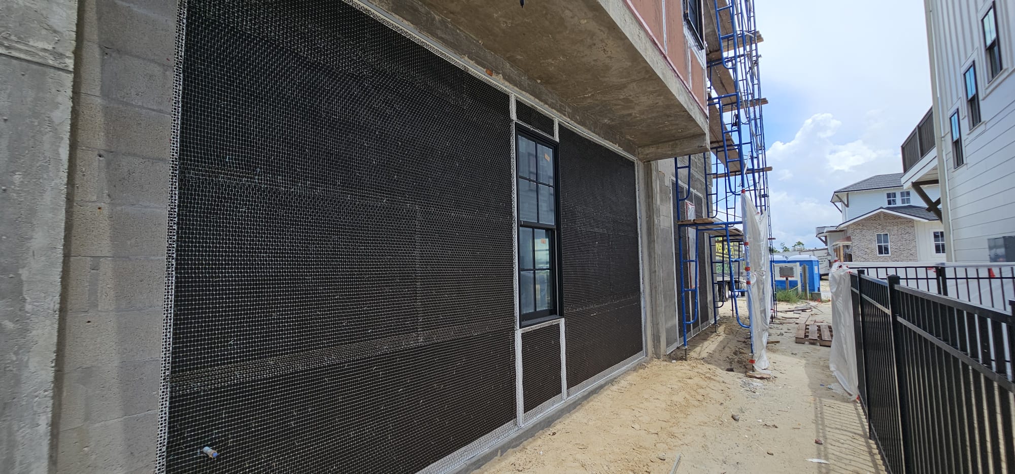 Dark brick commercial building