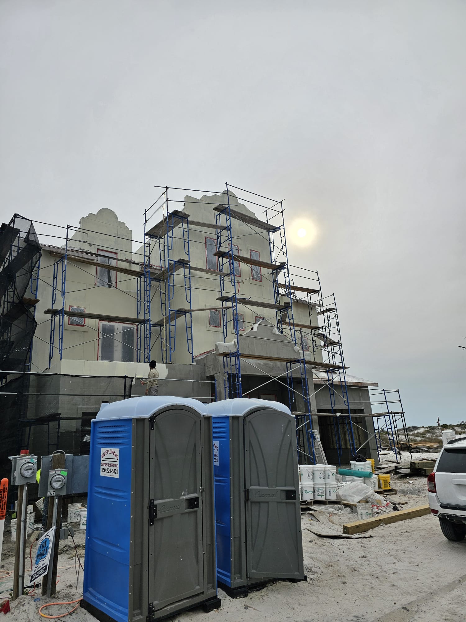 Multi-story construction with barriers