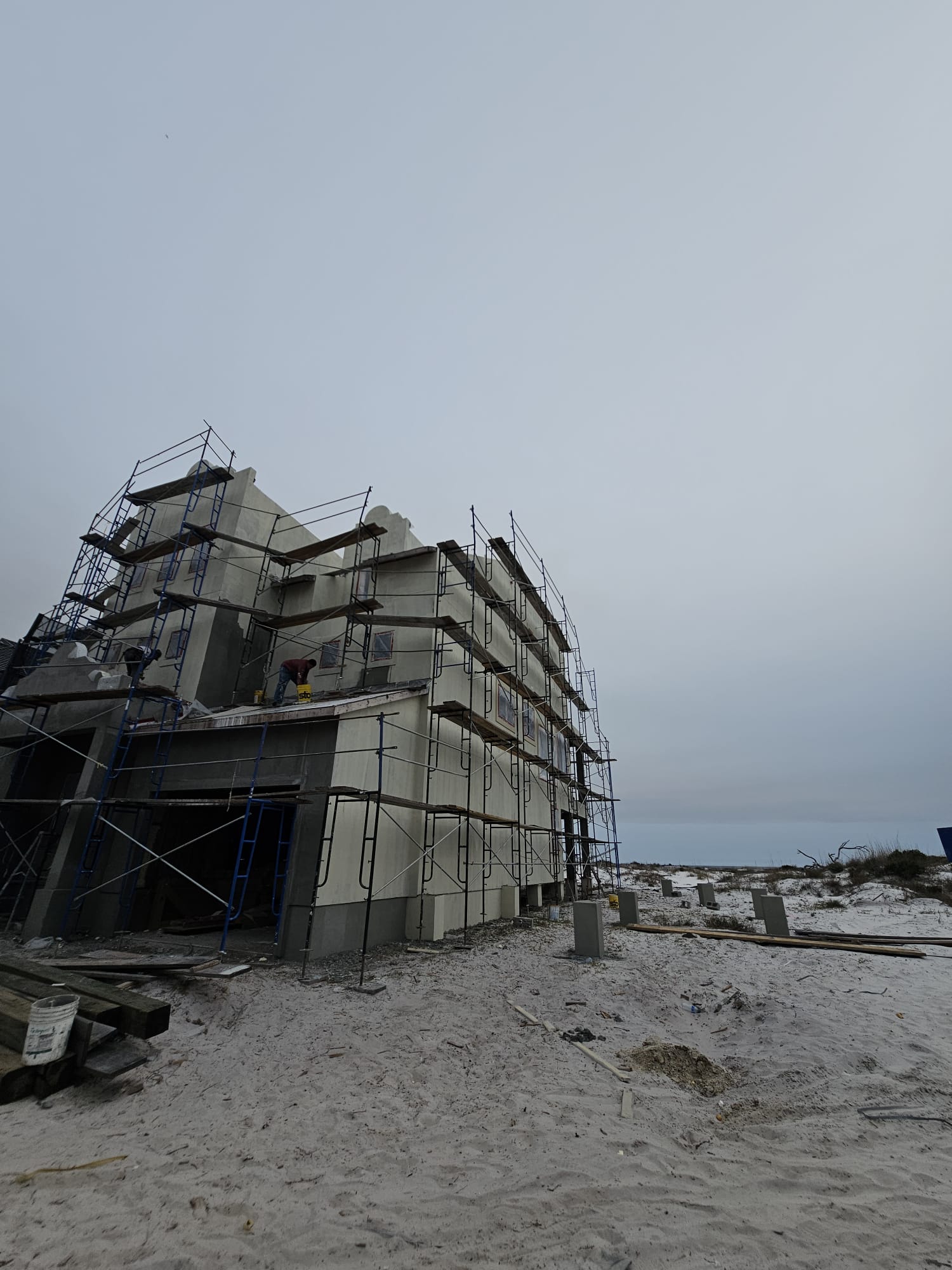 Multi-level building frame construction